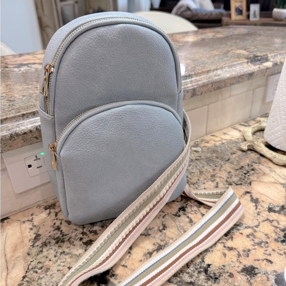Baby blue one strap crossbody purse